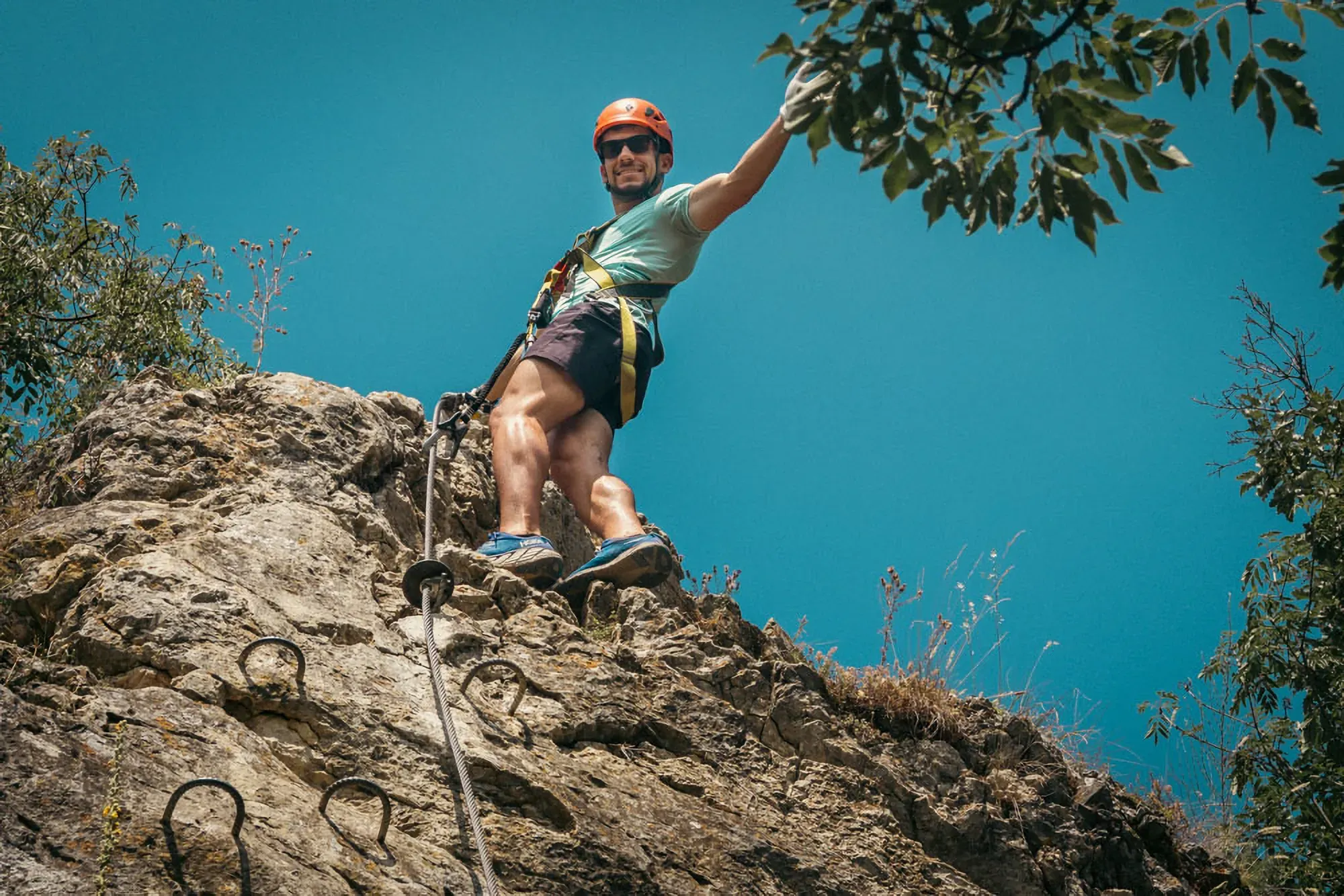 Rock climbing summit